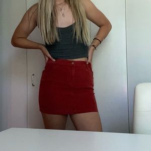 urban outfitters red corduroy mini skirt